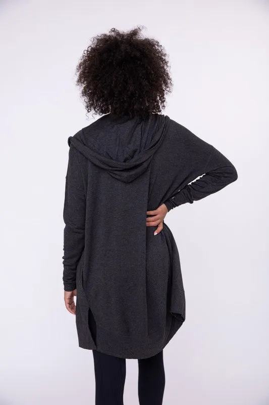 Mono B Longline Hooded Cardigan with Pockets