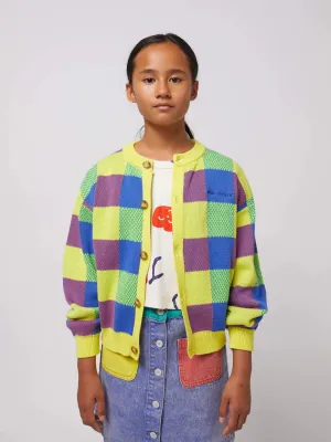 Multicolor vichy jacquard cardigan