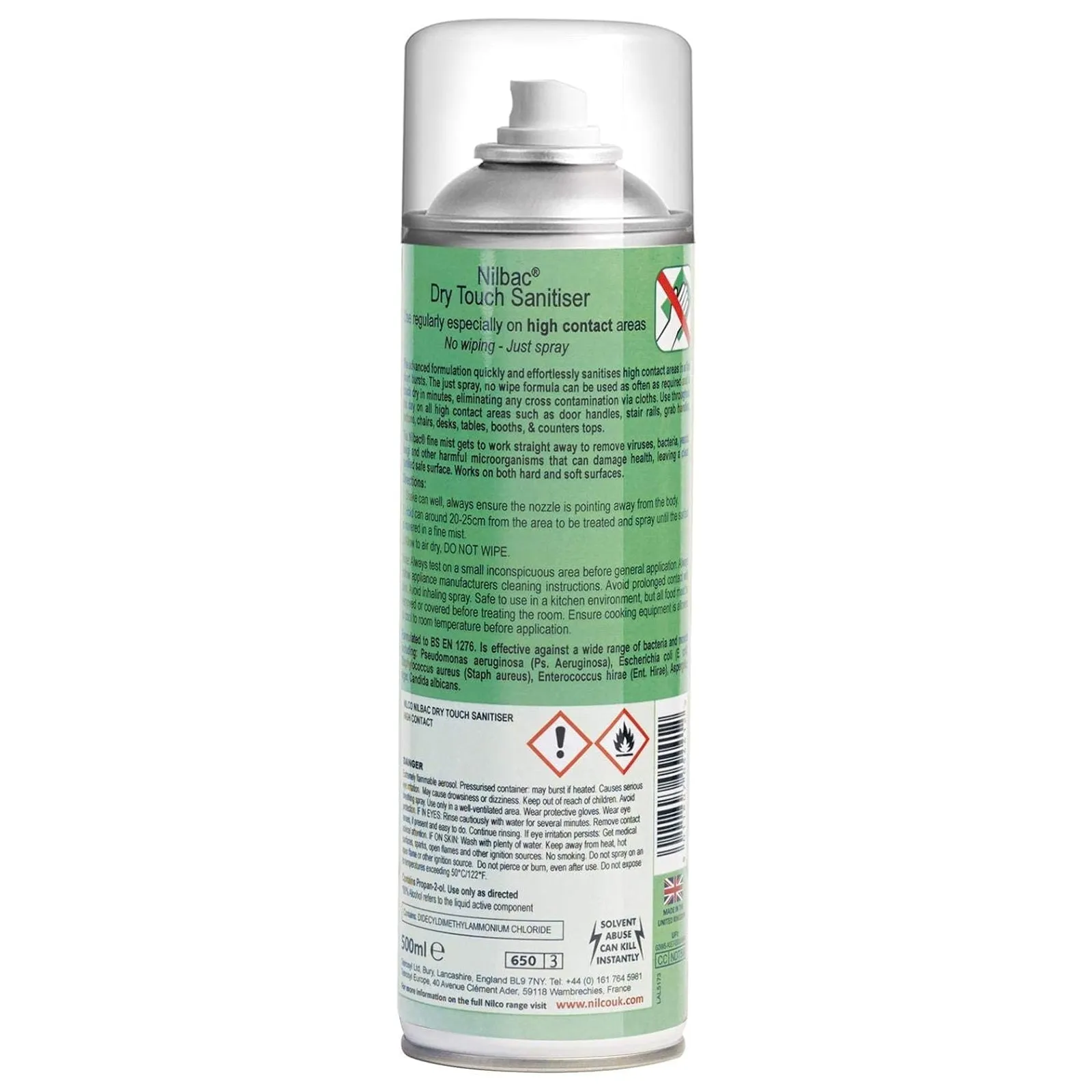 Nilco Nilbac High Contact Dry Touch Sanitiser 500ml