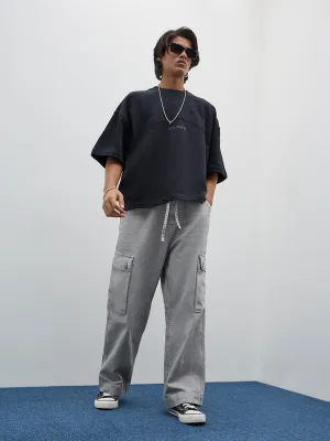 Nuon Grey  Cargo-Style Relaxed - Fit High - Rise Jeans