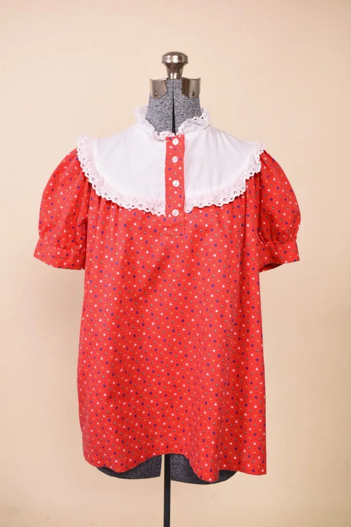 Red 70s Heart Babydoll Top By Sears Maternity