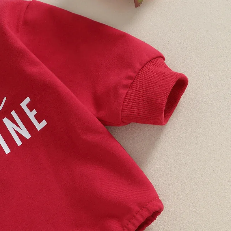 Red Baby Romper for Valentines Day, Unisex Long Sleeve Sweatshirts for Girls and Boys
