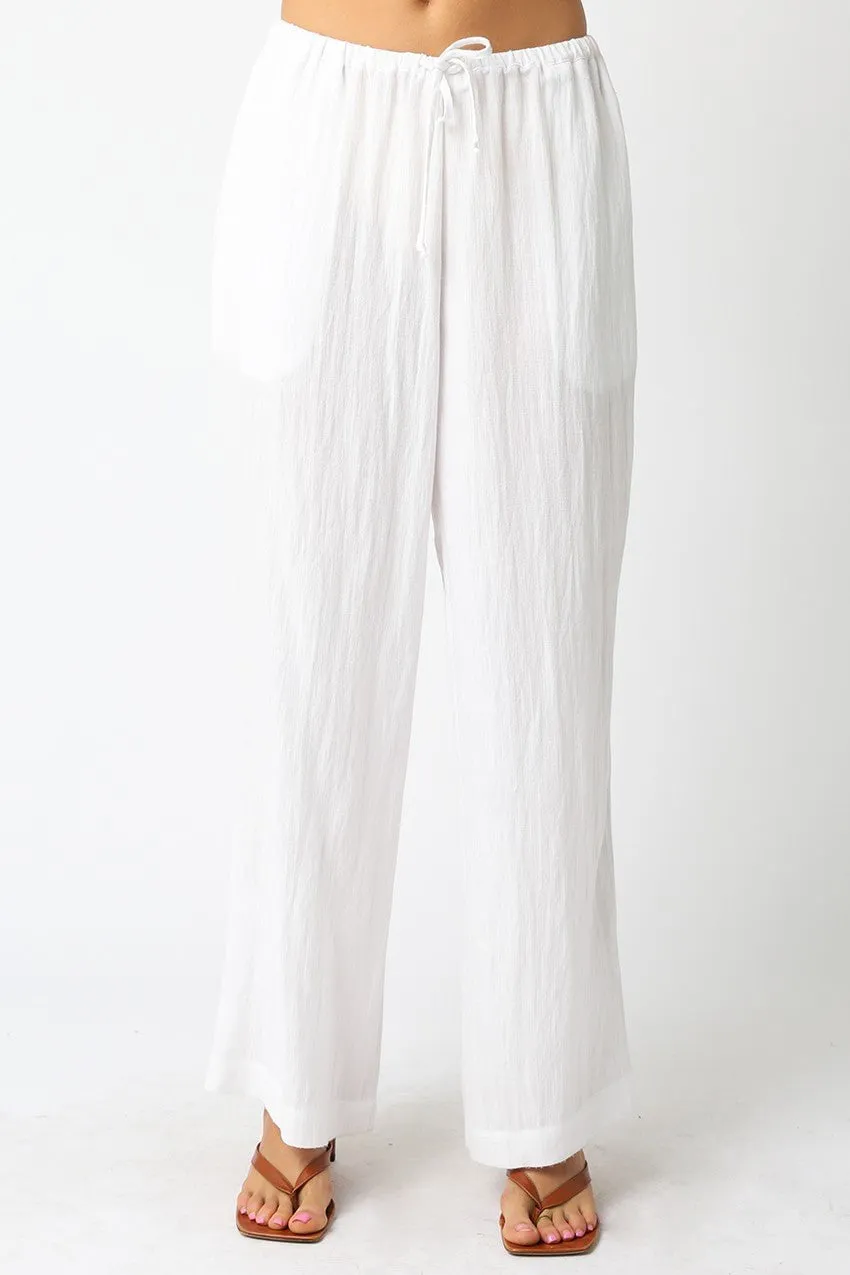 Solara White Drawstring Pants