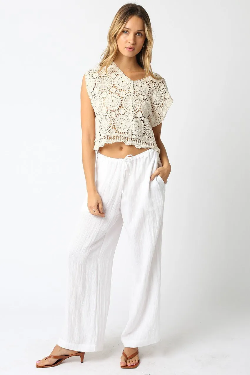 Solara White Drawstring Pants