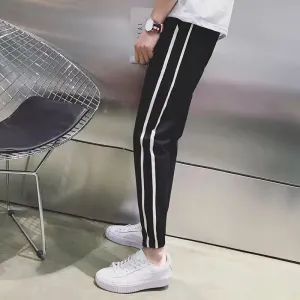 Sporty Men Loose Ankle-Length Casual Thick Slim-Fit Plus Size Korean Pants