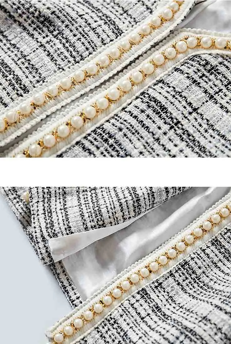 Striped Mid-length Cardigan With Pearl
