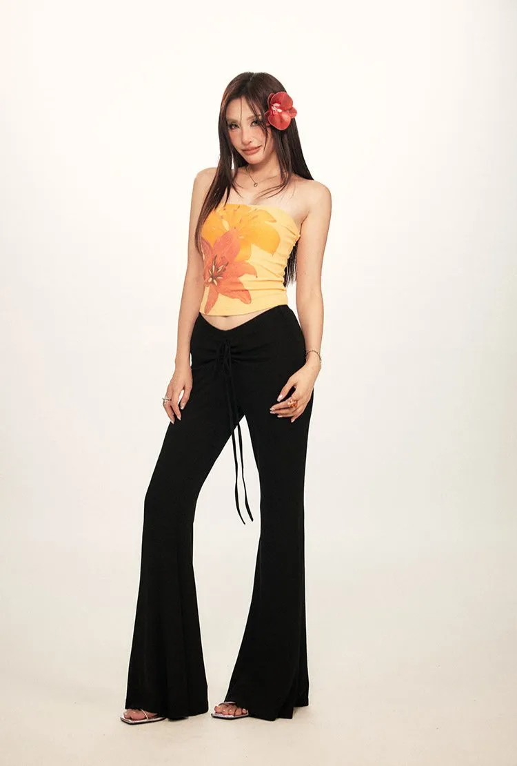 Tropical Floral Print Cropped Tube Top