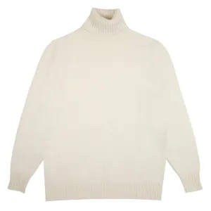 White Undyed Portree 4ply Roll Neck Cashmere Sweater
