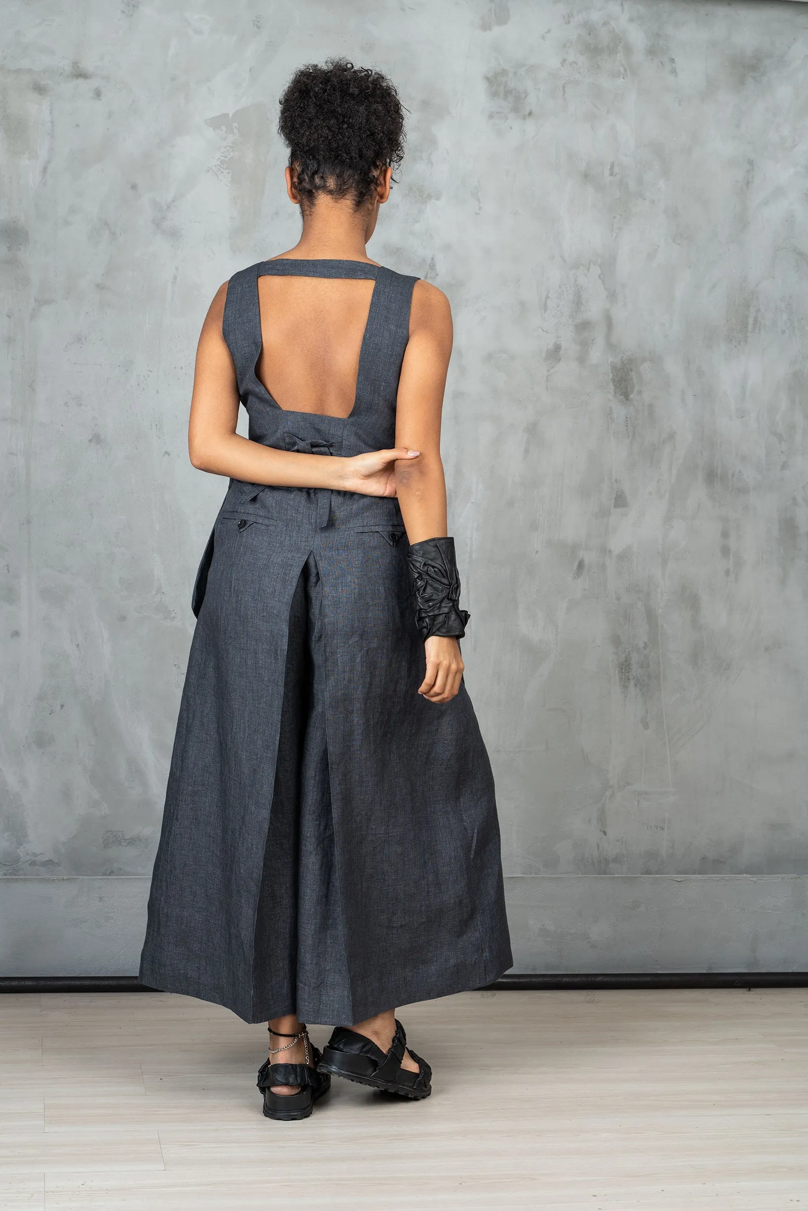 Wide Leg Organic Linen Skirt Pants