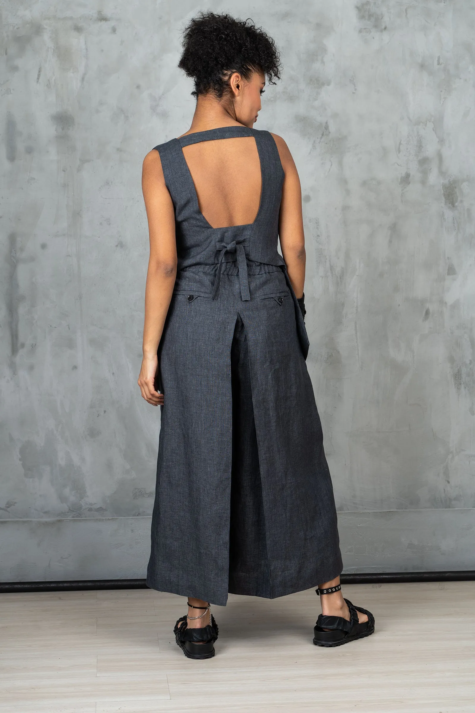 Wide Leg Organic Linen Skirt Pants