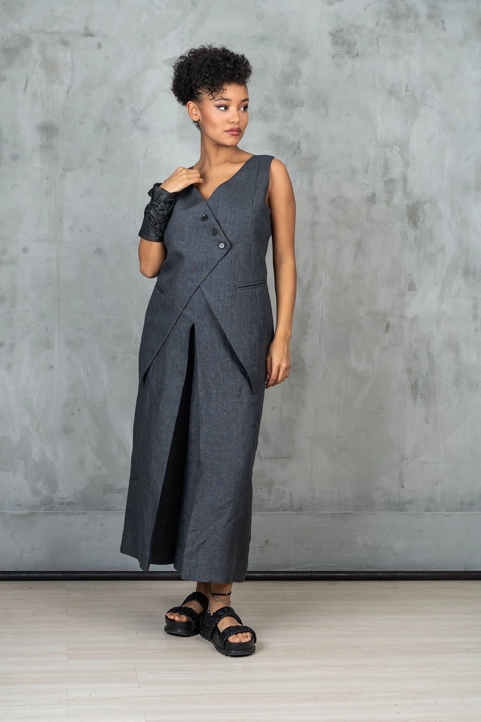 Wide Leg Organic Linen Skirt Pants