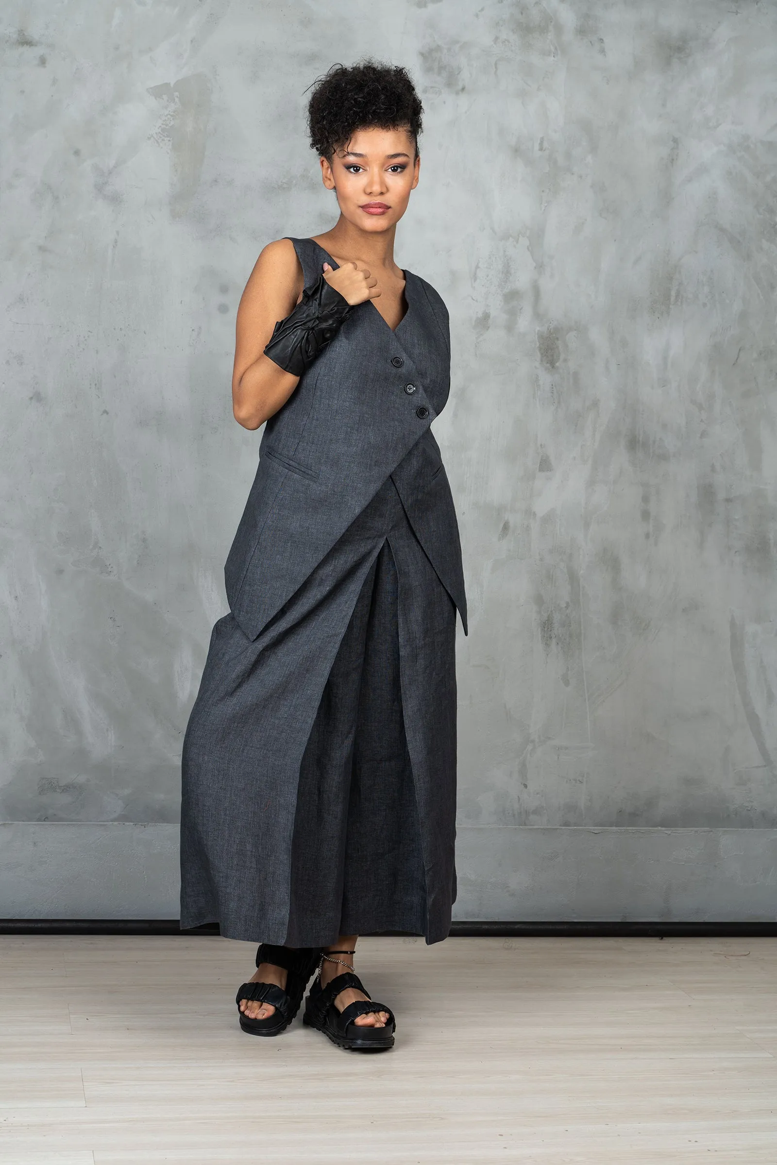 Wide Leg Organic Linen Skirt Pants