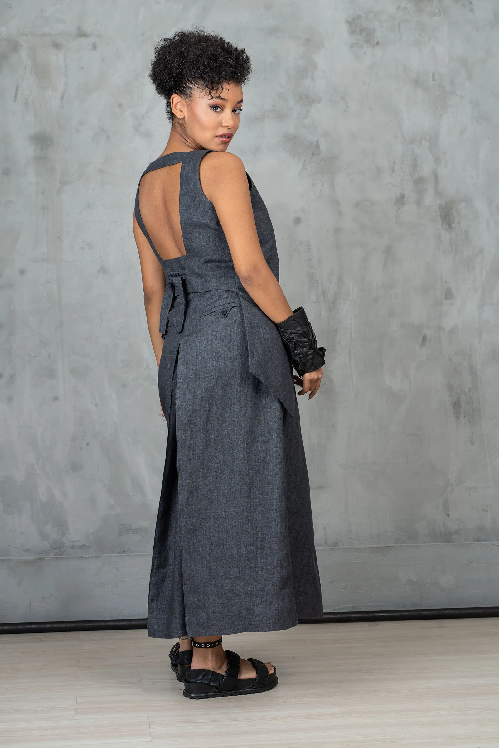 Wide Leg Organic Linen Skirt Pants