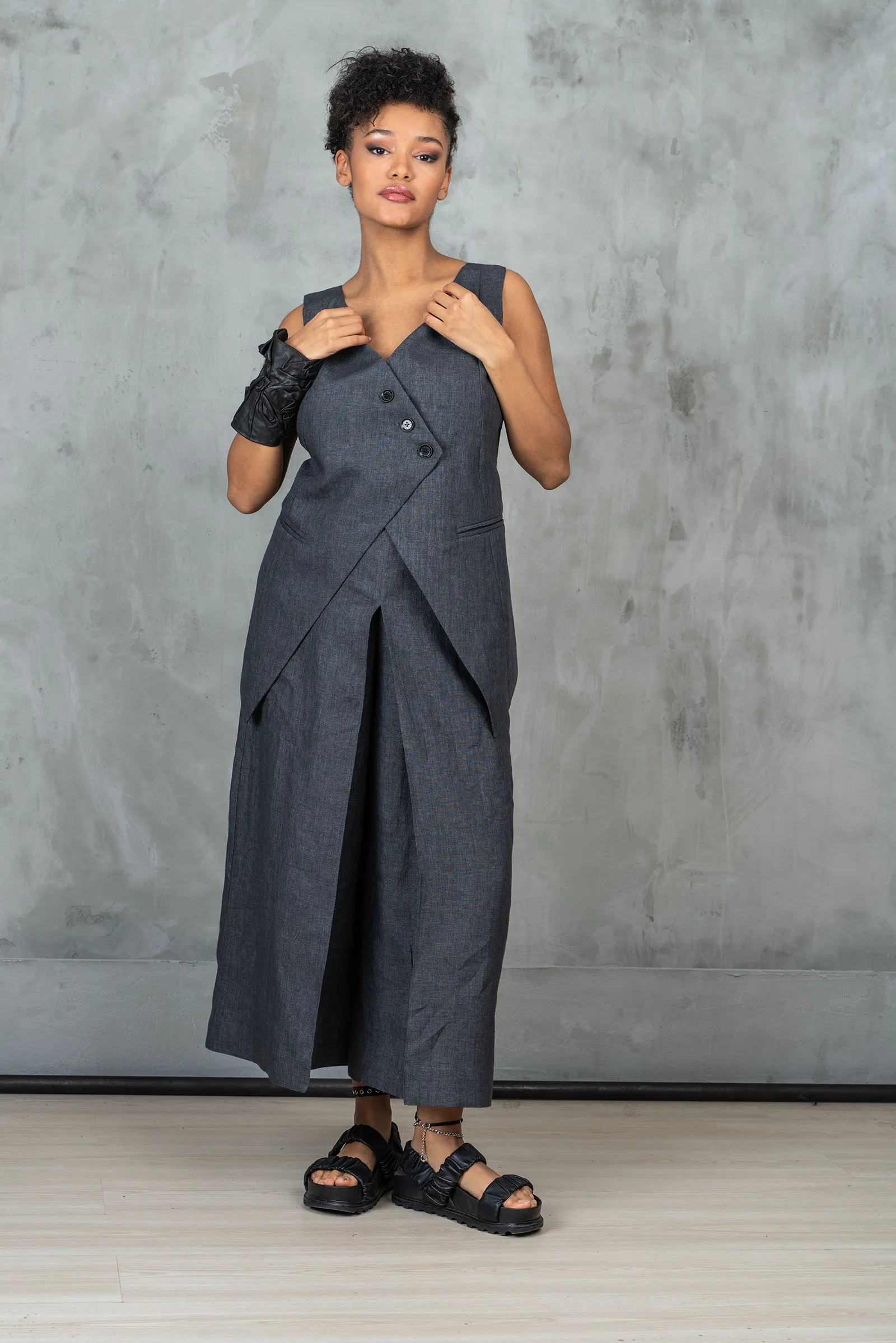 Wide Leg Organic Linen Skirt Pants