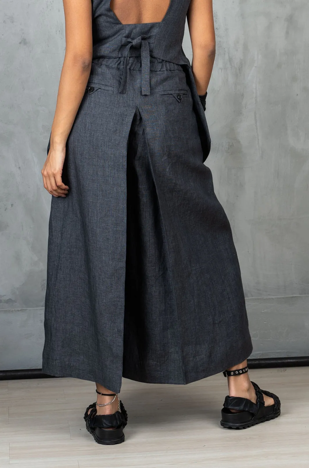 Wide Leg Organic Linen Skirt Pants