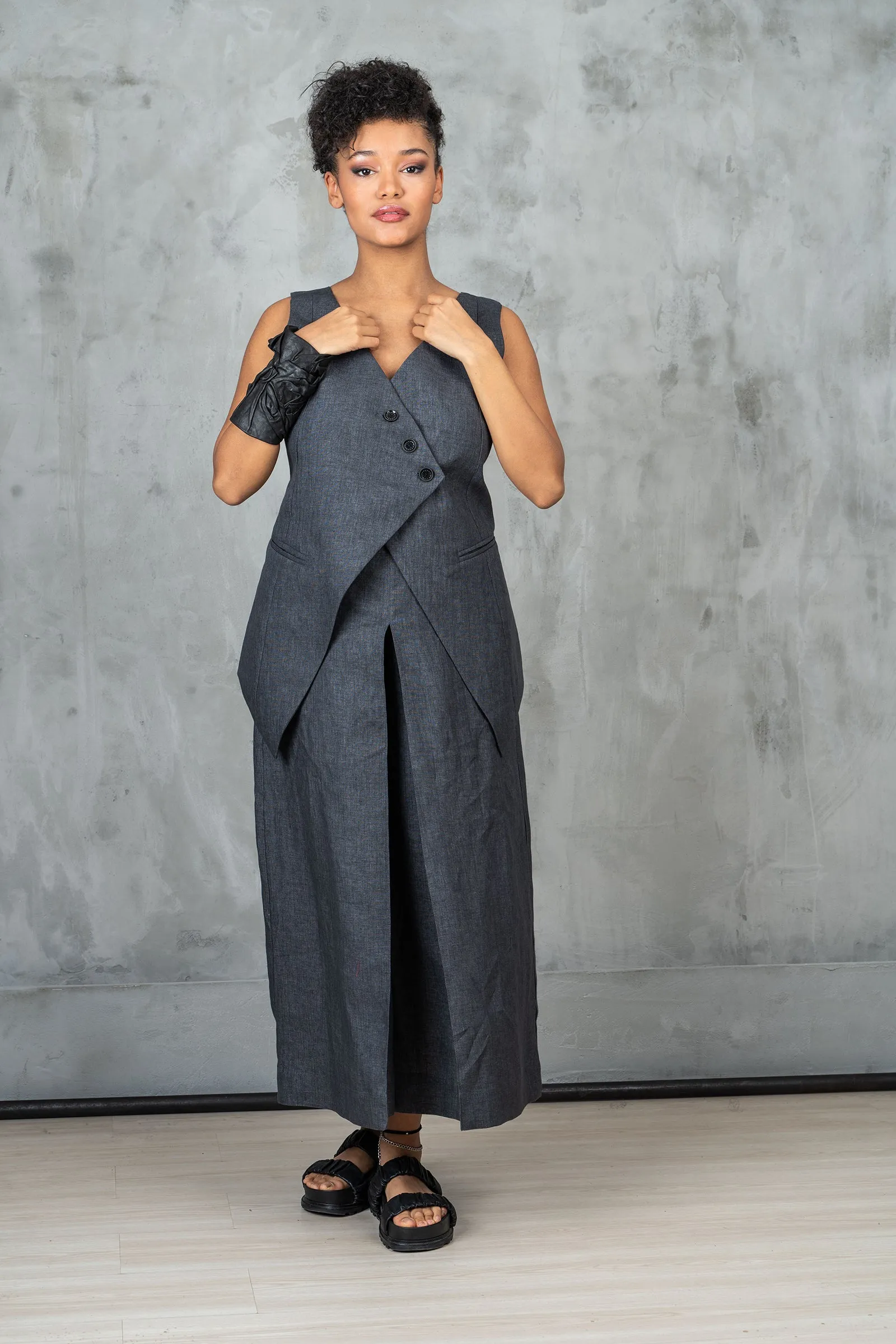 Wide Leg Organic Linen Skirt Pants