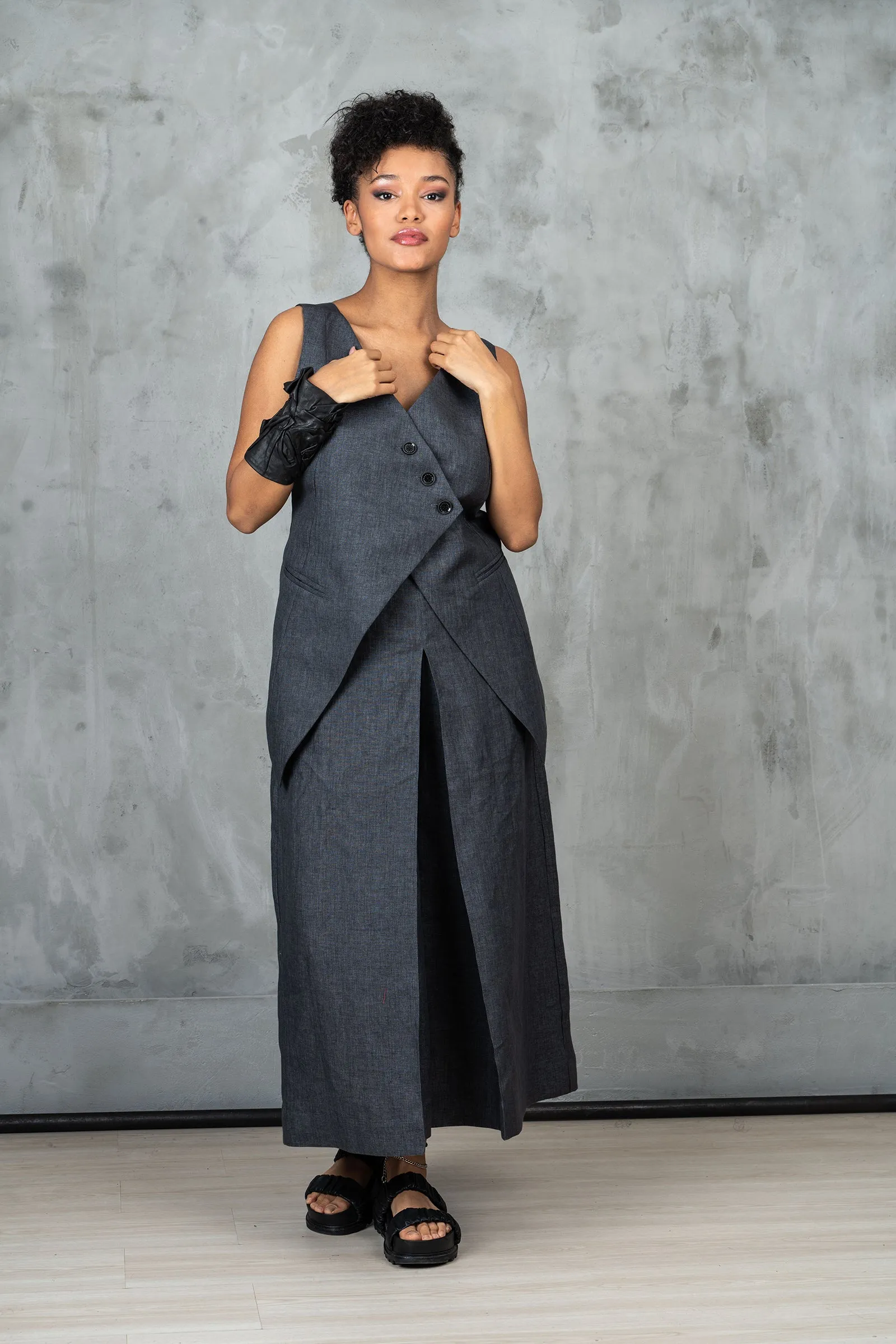 Wide Leg Organic Linen Skirt Pants